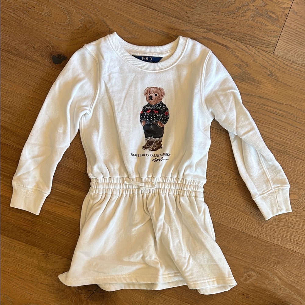Polo by Ralph Lauren Kids White Long Sleeve Bear Tee